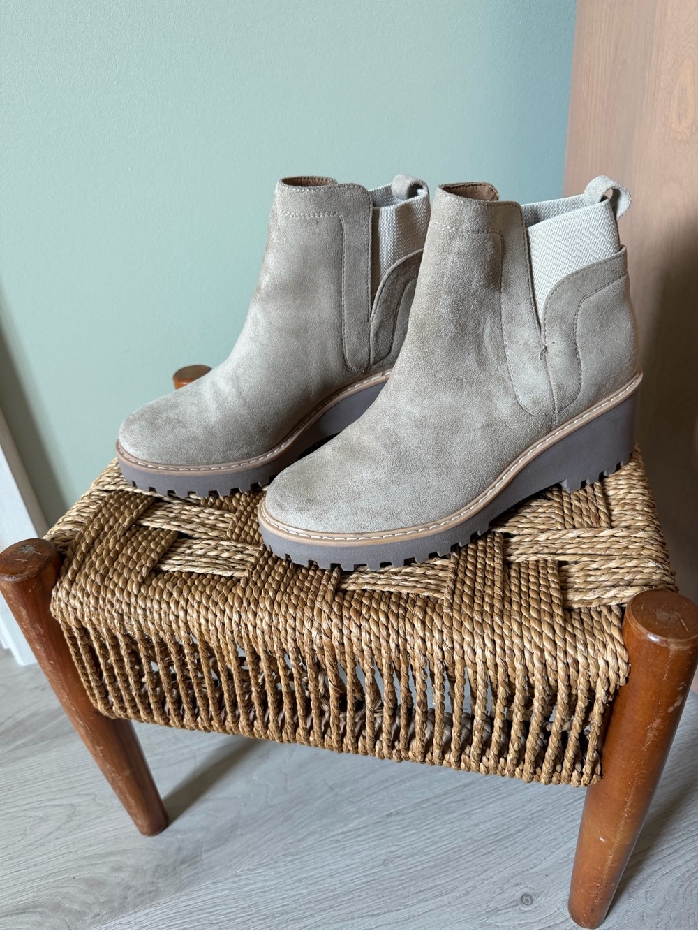 DV by Dolce Vita Rango Taupe Wedge Chelsea Ankle Boots
